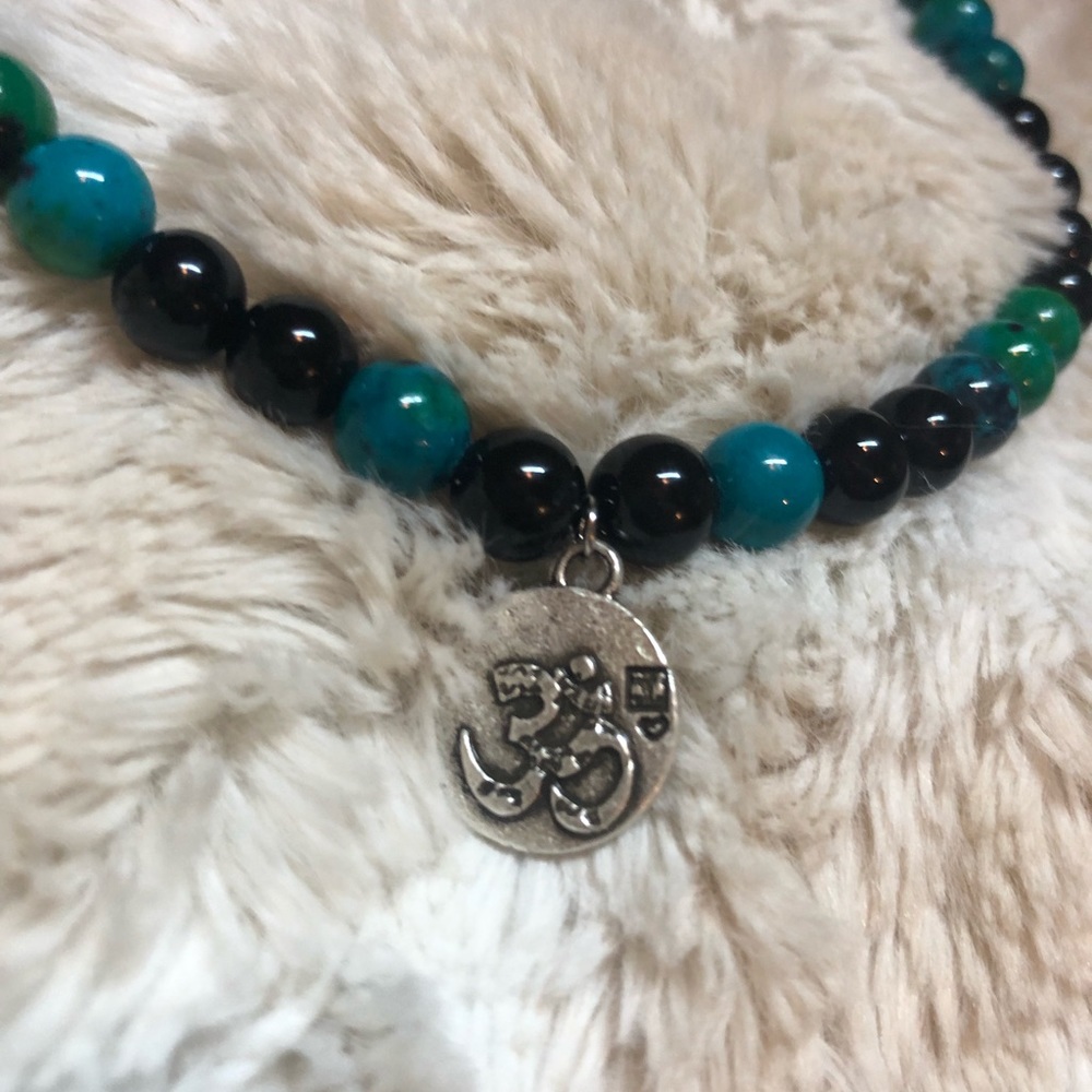*SOLD* Mala Beads, Black Onyx & Chrysocolla - Picture 4 of 8